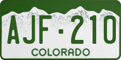 CO license plate AJF210