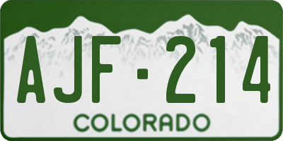CO license plate AJF214