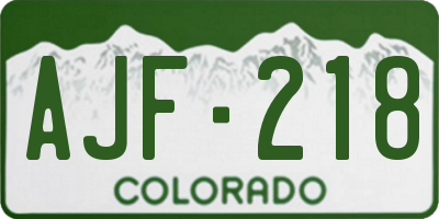 CO license plate AJF218
