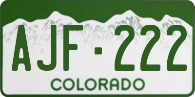 CO license plate AJF222