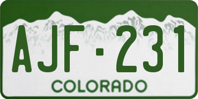 CO license plate AJF231