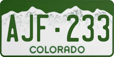 CO license plate AJF233