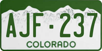 CO license plate AJF237