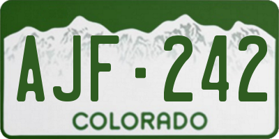 CO license plate AJF242