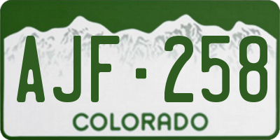 CO license plate AJF258