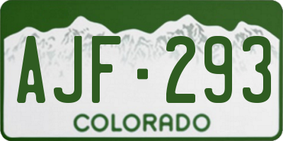 CO license plate AJF293