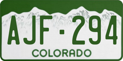 CO license plate AJF294
