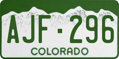 CO license plate AJF296