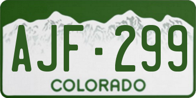 CO license plate AJF299