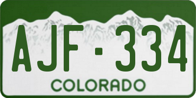 CO license plate AJF334