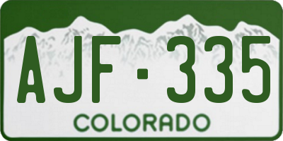 CO license plate AJF335