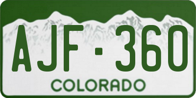 CO license plate AJF360