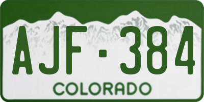 CO license plate AJF384