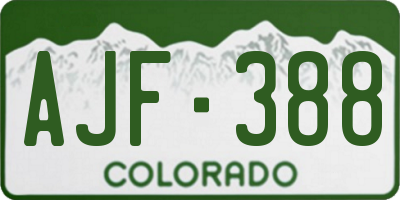 CO license plate AJF388