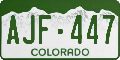 CO license plate AJF447
