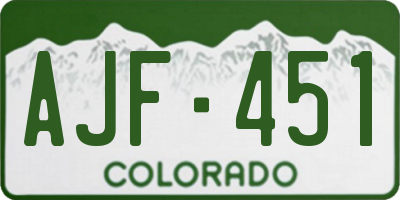 CO license plate AJF451