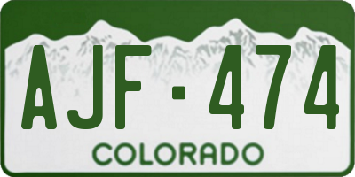CO license plate AJF474