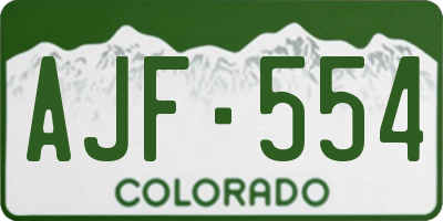 CO license plate AJF554