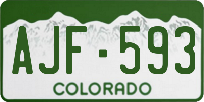 CO license plate AJF593