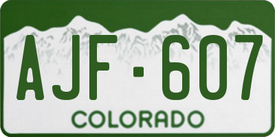 CO license plate AJF607