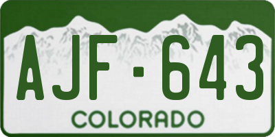 CO license plate AJF643