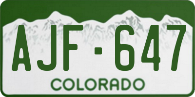 CO license plate AJF647