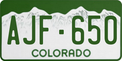CO license plate AJF650