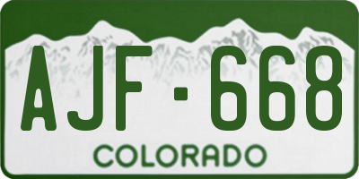 CO license plate AJF668