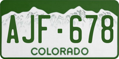 CO license plate AJF678