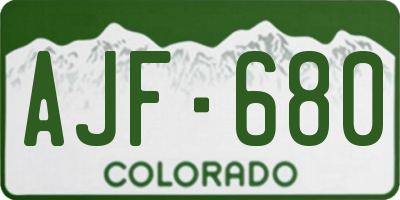 CO license plate AJF680