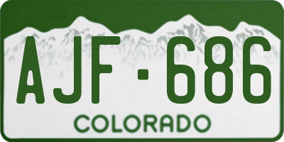CO license plate AJF686