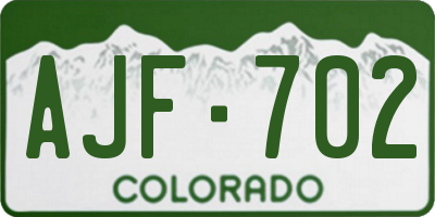CO license plate AJF702