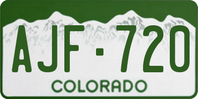 CO license plate AJF720