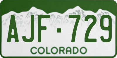 CO license plate AJF729