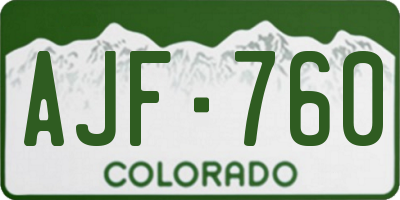 CO license plate AJF760