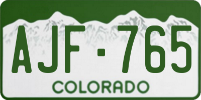 CO license plate AJF765
