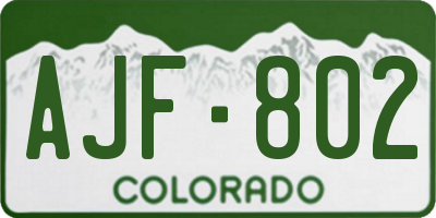 CO license plate AJF802
