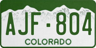 CO license plate AJF804
