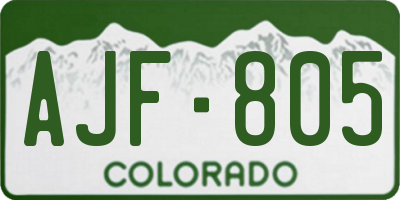 CO license plate AJF805