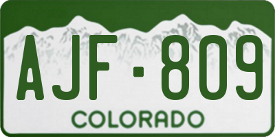 CO license plate AJF809