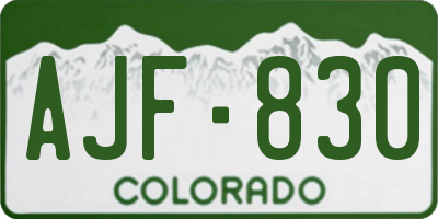 CO license plate AJF830