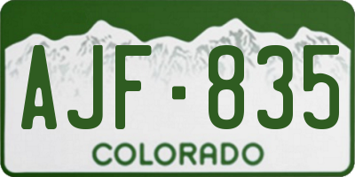 CO license plate AJF835