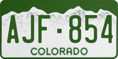 CO license plate AJF854