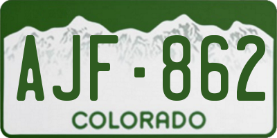 CO license plate AJF862