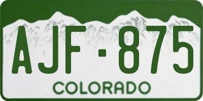 CO license plate AJF875