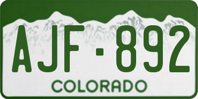 CO license plate AJF892