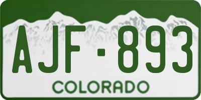 CO license plate AJF893