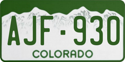 CO license plate AJF930
