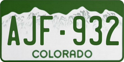 CO license plate AJF932