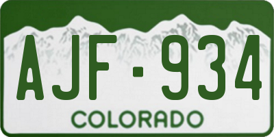 CO license plate AJF934
